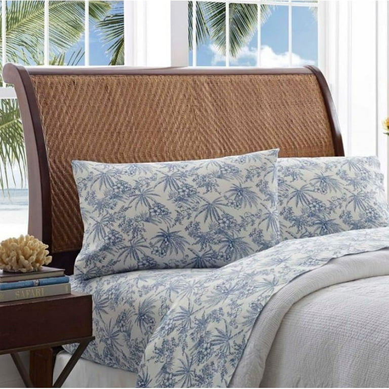 Tommy Bahama Pen and Ink Palm Queen Sheet Set in Blue