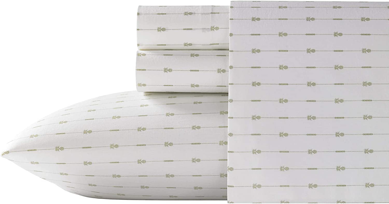 Tommy Bahama Pineapple Pinstripe Sheet Set, Green, King Pineapple