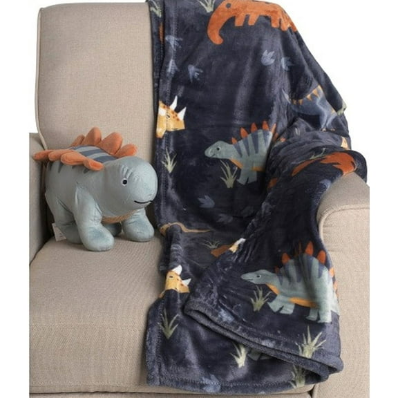 Tommy Bahama Plush Dinosaur Stuffed Toy and Fleece Blanket Set