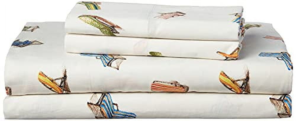 Beach Chairs Multicolor Cotton Percale Queen Sheet Set