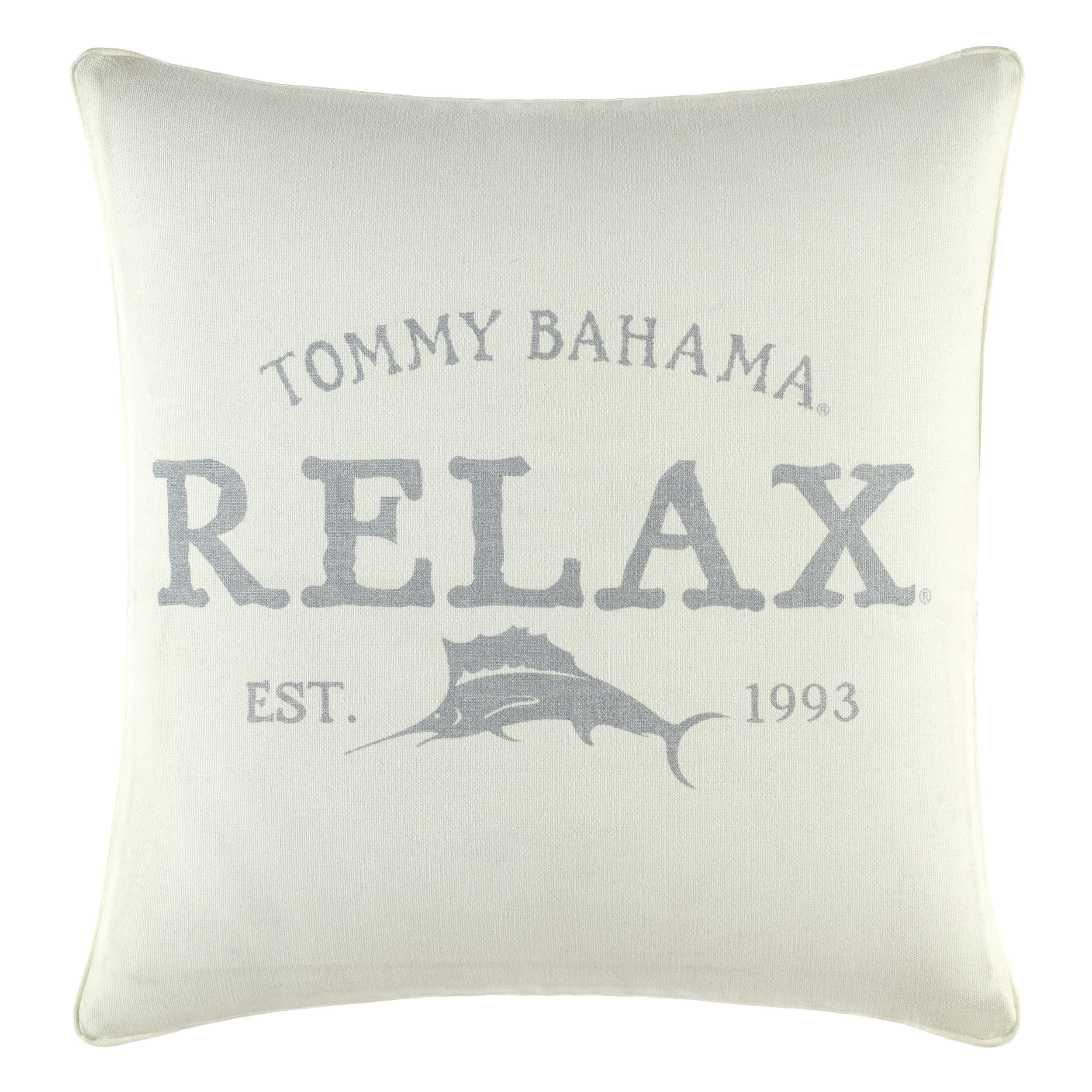 Tommy Bahama Off-White Cotton Square Throw Pillow with Zipper Closure