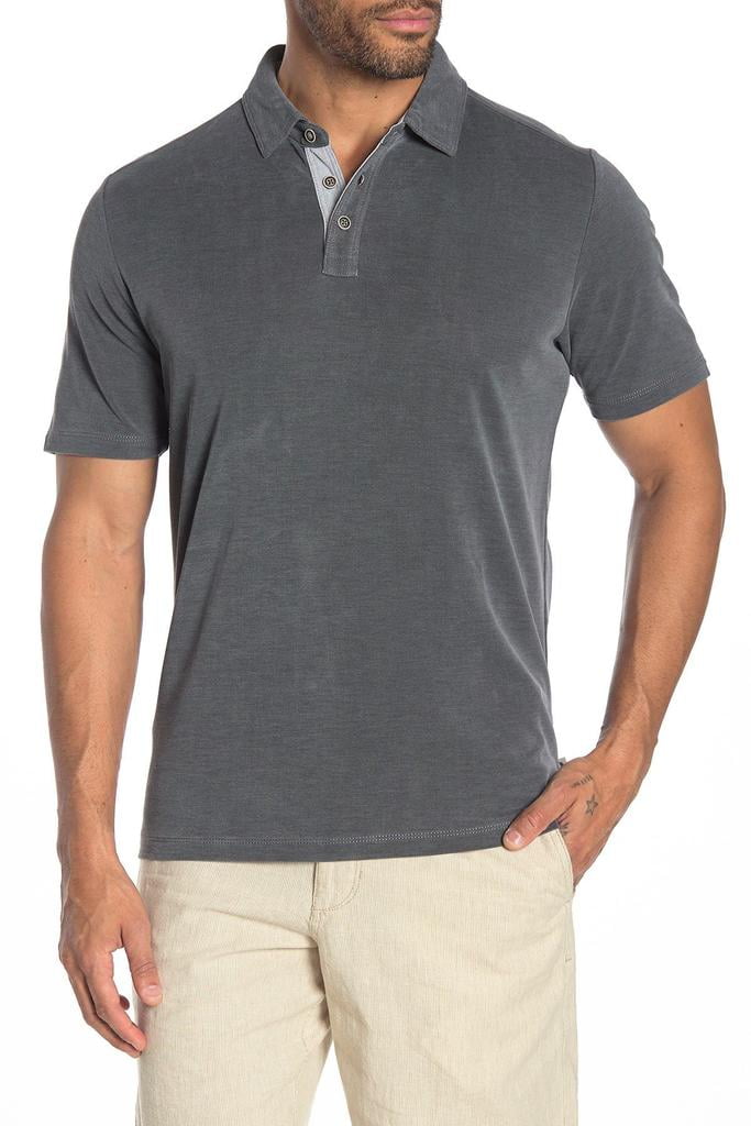 Tommy Bahama Men's 1 Pack Shoreline Surf Short Sleeve Polo Shirt, Cotton Blend, Jet Black, Large