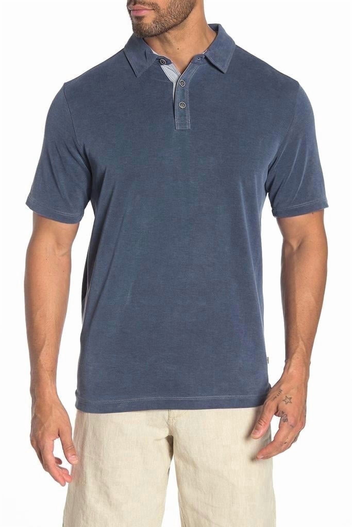 Tommy Bahama Men's 1-Pack Shoreline Surf Short Sleeve Cotton Blend Polo Shirt, Midnight Blue, Medium