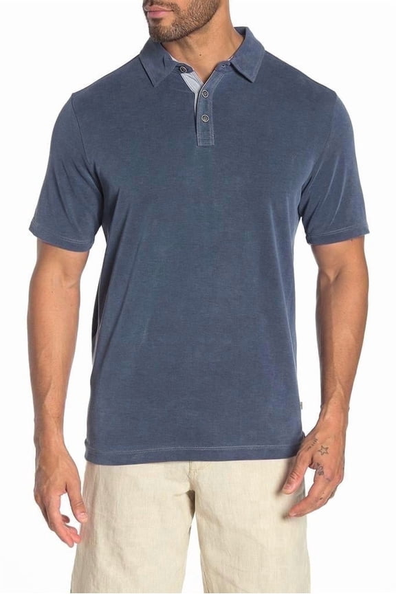 Tommy Bahama Men's Shoreline Surf Short Sleeve Polo Shirt, Midnight Blue, Medium, 1-Pack