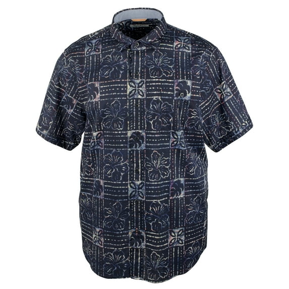 Tommy Bahama Short Sleeve Shirt Floral Sandollar Batik Island Navy Blue NWT $125