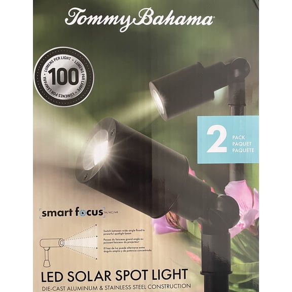 Tommy Bahama Smart Focus 100 Lumen Solar Spotlight 2-pack