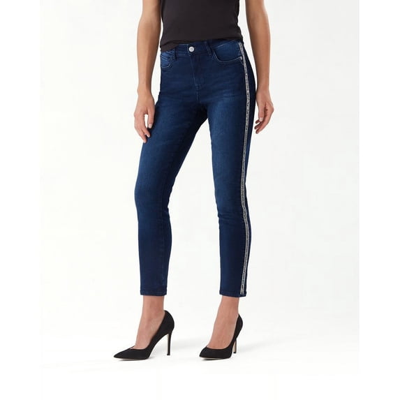Tommy Bahama Tema Indigo High-Rise Sparkle Tux Ankle Jeans, Dark Seacoast Wash, 2