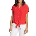 thumbnail image 1 of Tommy Bahama Tove Tie Front Silk Shirt, Poppy Red, S, 1 of 1