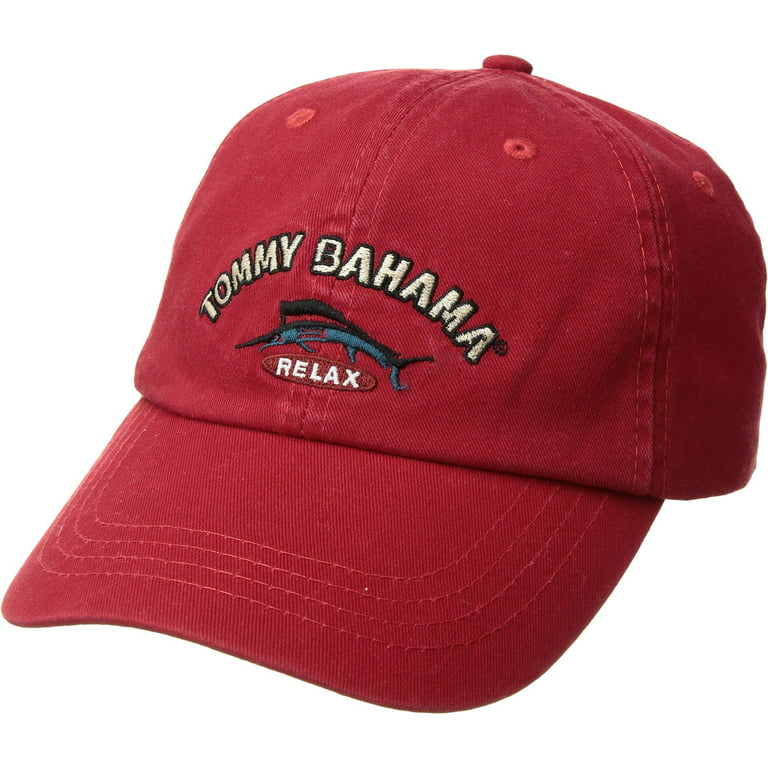 Tommy Bahama Washed Marlin Camper Red Adjustable Golf Hat Ball Cap 