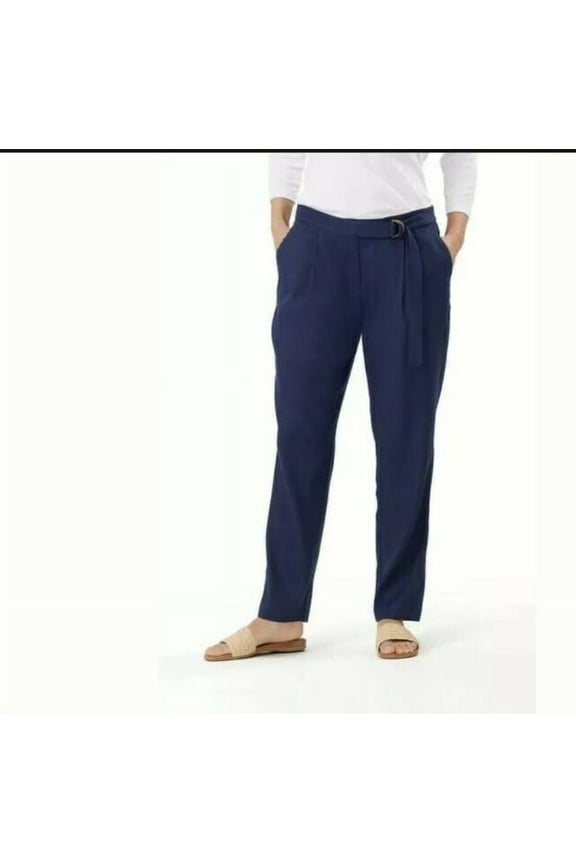 Women's Willa Stretch-Linen Pants, Island Navy, 6
