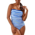thumbnail image 1 of Tommy Bahama Womens Breaker Bay Eng Striped Strapless Swim Top Separates, 1 of 3