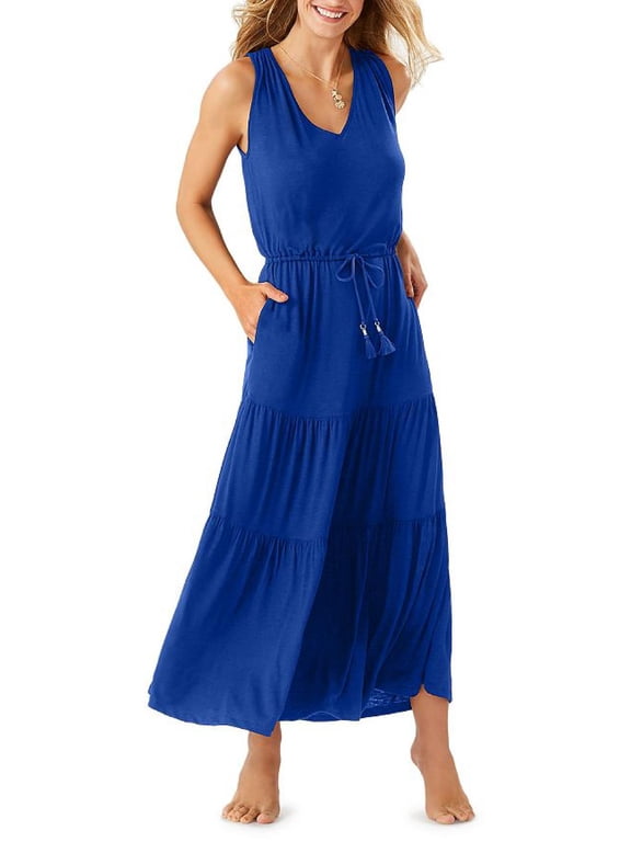 Womens Double V Long Maxi Dress