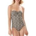 thumbnail image 1 of Tommy Bahama Womens Snake Print Lined One-Piece Swimsuit Brown 6, 1 of 2