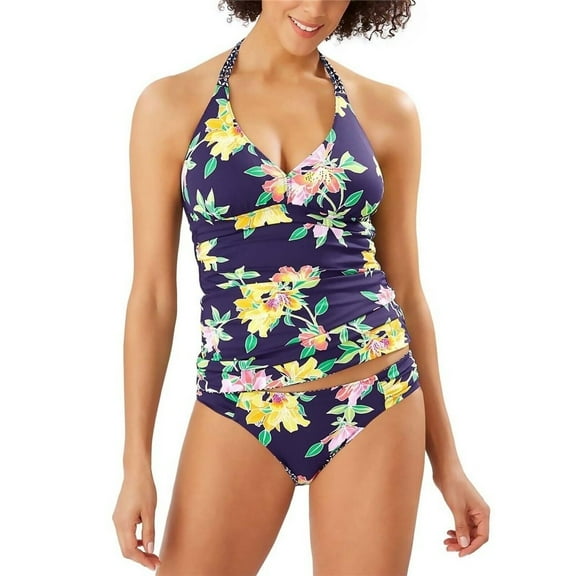 Tommy Bahama Womens Sunlillies Reversible Halter Tankini Top, MARE NAVY, XS New with box/tags