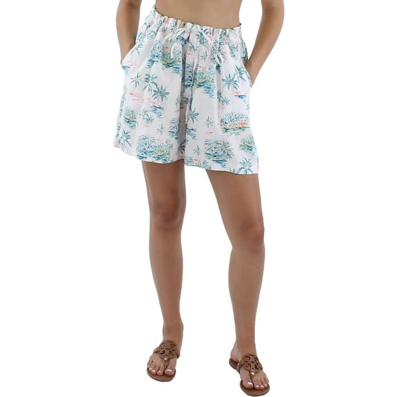 Tommy Bahama Womens Village Linen High Rise Flat Front Tie-Waist/Belted White XL