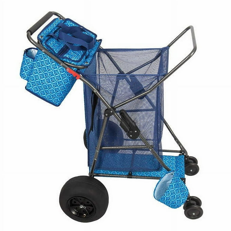 Tommy Bahama XL Wonder Wheeler Beach Cart with Oversized Mesh Storage Foldable Umbrella Holder and Sand Terrain Wheels Walmart