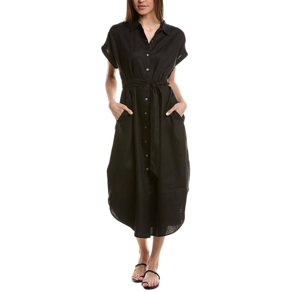 Tommy Bahama womens Coastalina Linen Maxi Shirtdress, m, Black