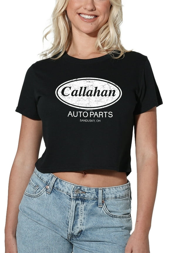 Callahan Auto Parts, Sandusky, OH Women's Crop Top T-Shirt, Black, X-Large
