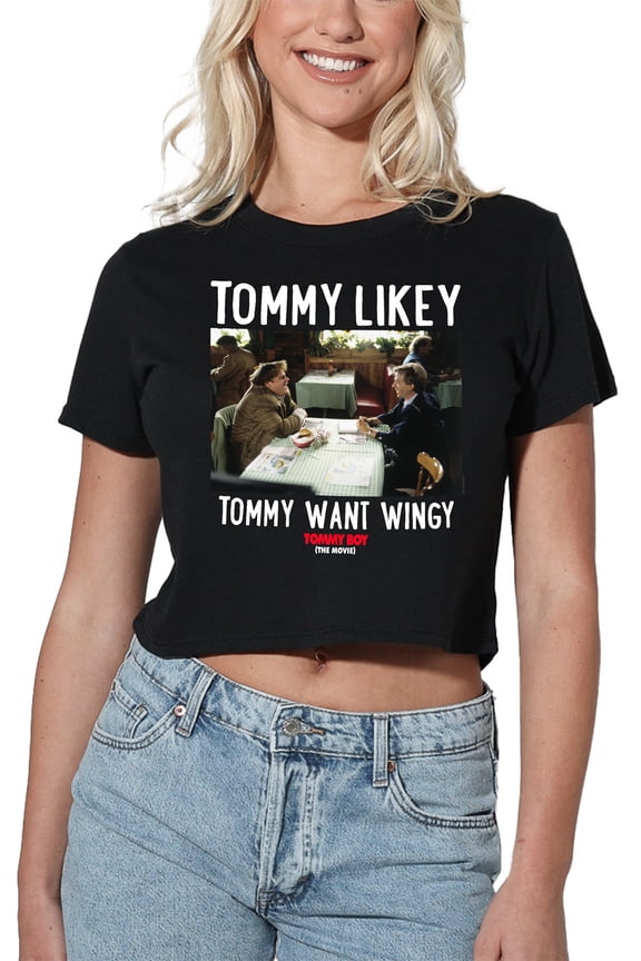Tommy Boy Tommy Likey Women's Crop Top T-Shirt, Black, X-Large