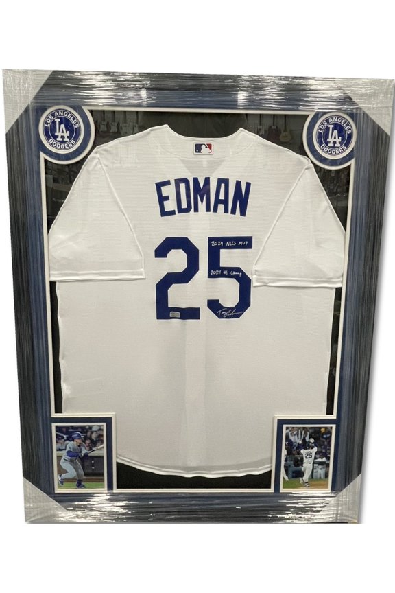 Tommy Edman Hand Signed Dodger Jersey 2024 NLCS MVP WS Champ Framed Tristar