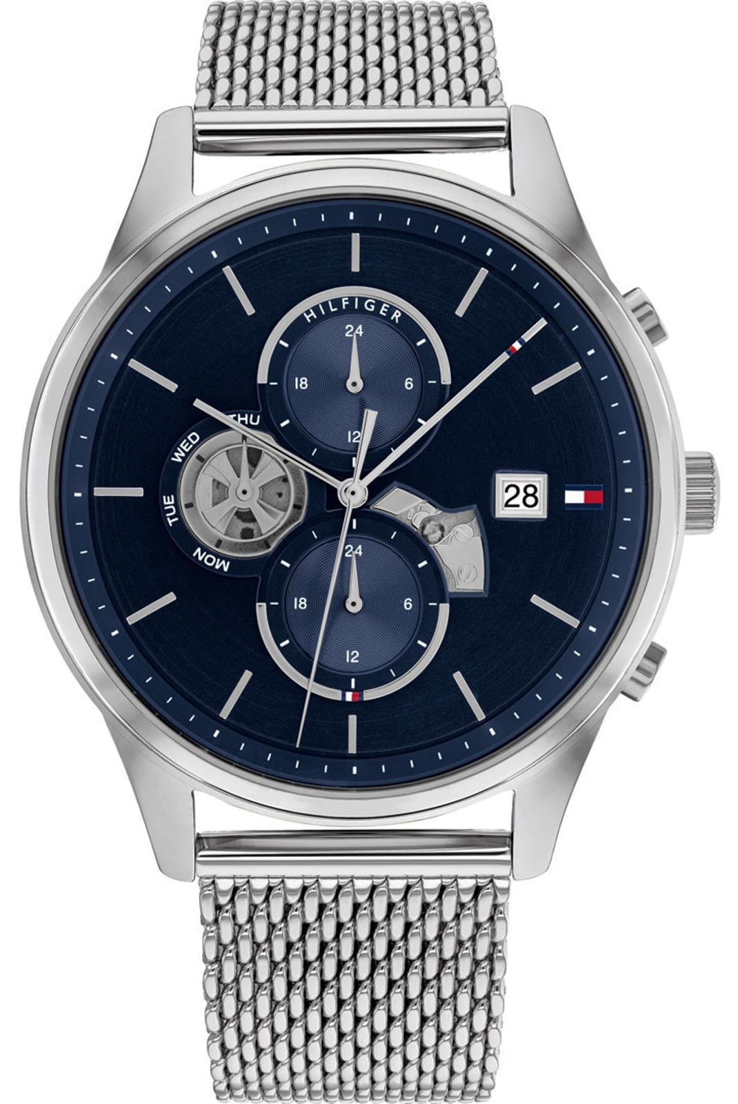Tommy Hilfiger 1710504 Men's Blue Multifunction Analog Watch Mesh ...