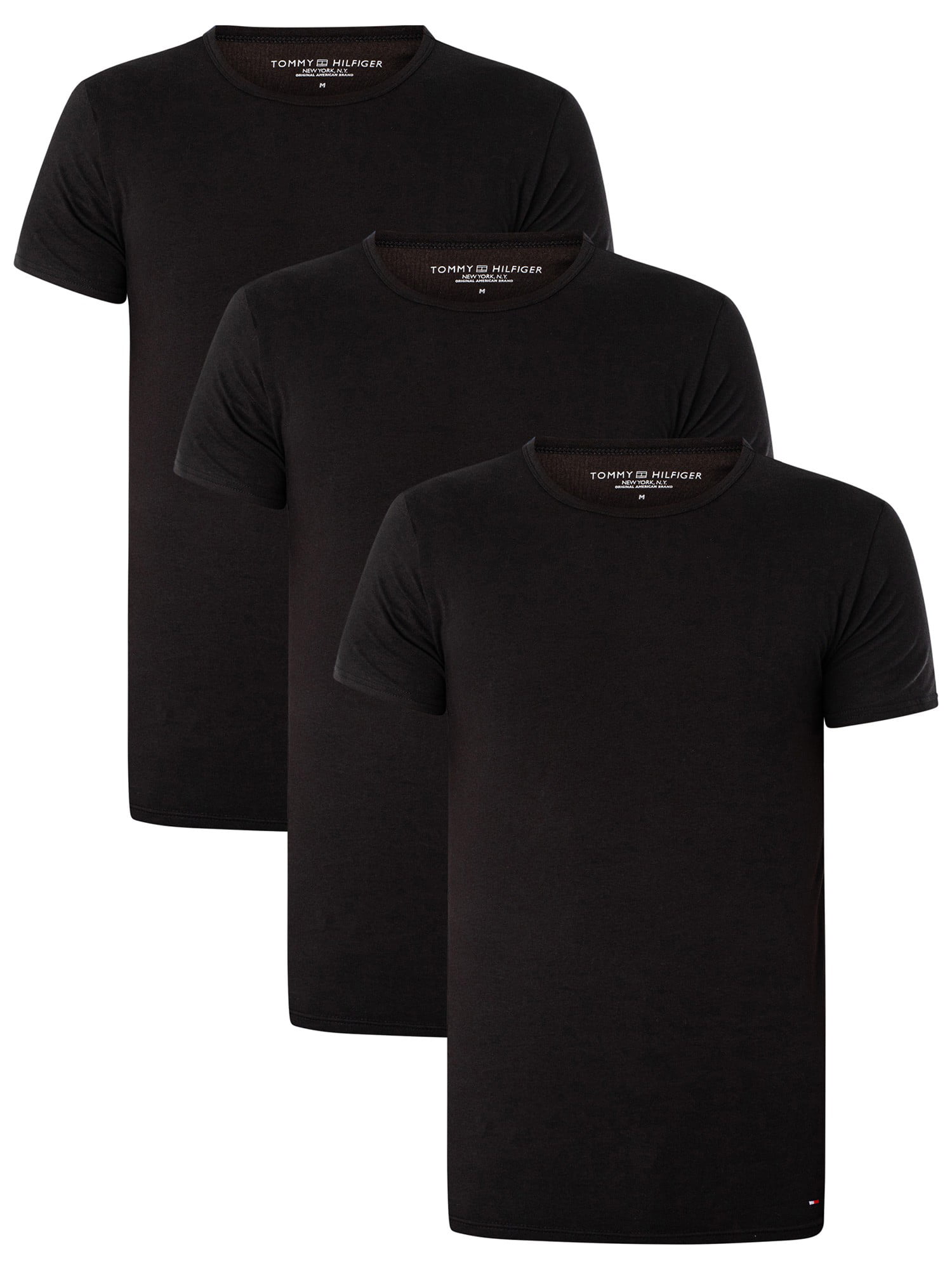 Black Essentials 3 Hilfiger Pack Tommy Premium T-Shirts,