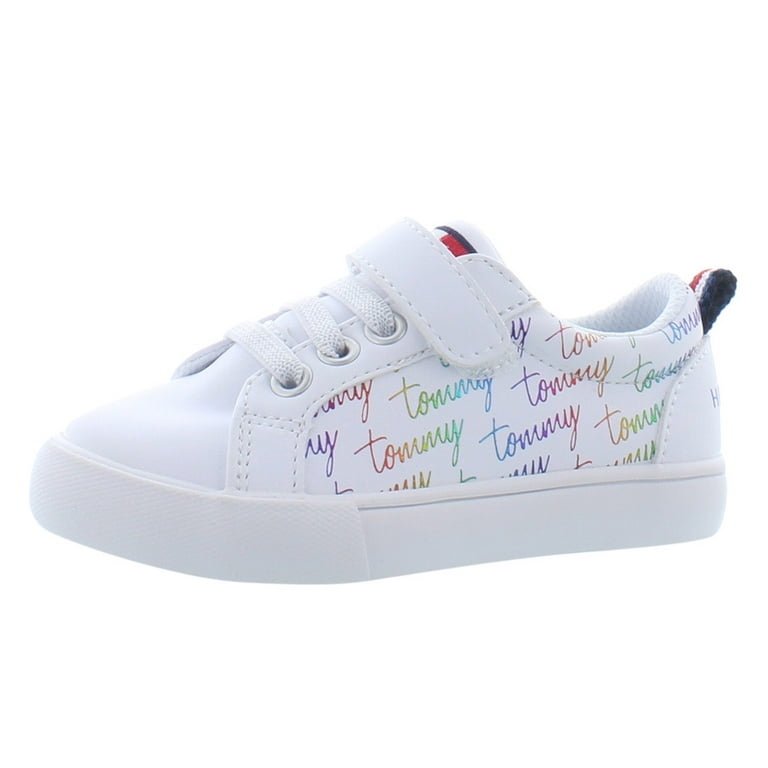 Tommy Hilfiger Ashton Script Infant/Toddler Shoes Size 4, Color:  White/Blue/Red 