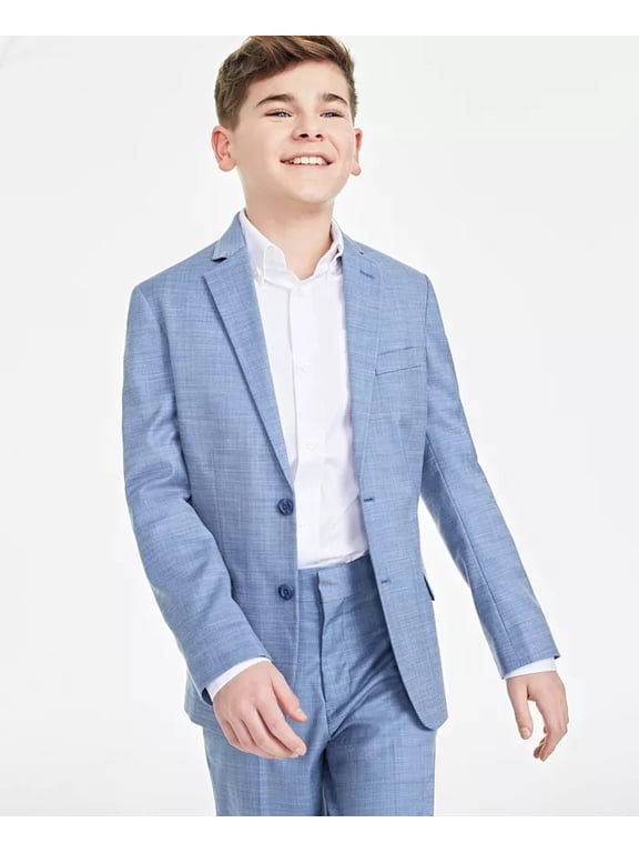 BLUE Big Boys Modern-Fit Stretch Sharkskin Suit Jacket, US 20