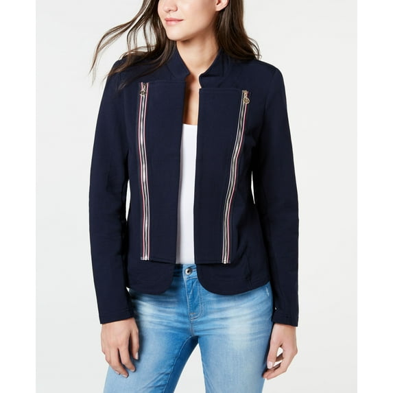 Tommy Hilfiger Band Collar French Terry Jacket Sky Captain M