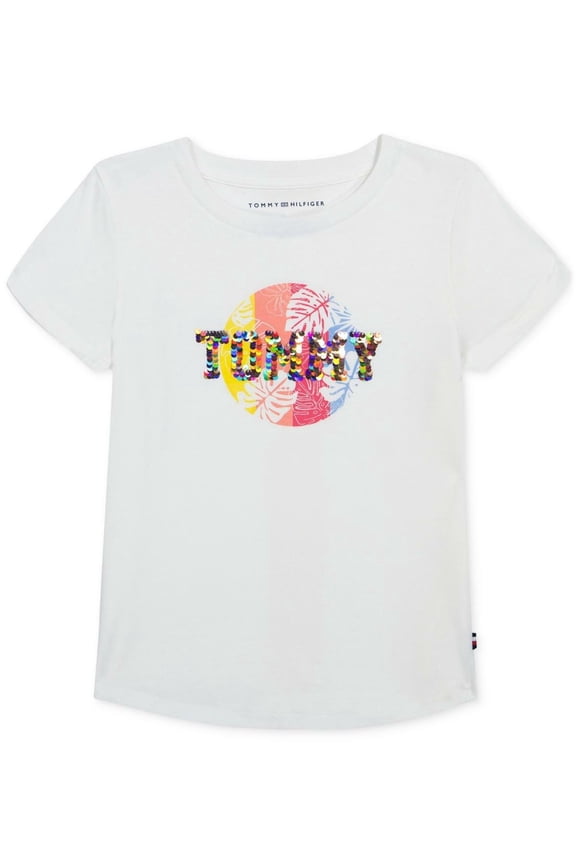 Big Girls Surf Flip Sequinned Logo Graphic T-Shirt - White