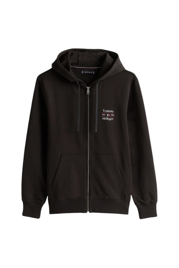 Black Cotton Zip-Up Hoodie (Men's)