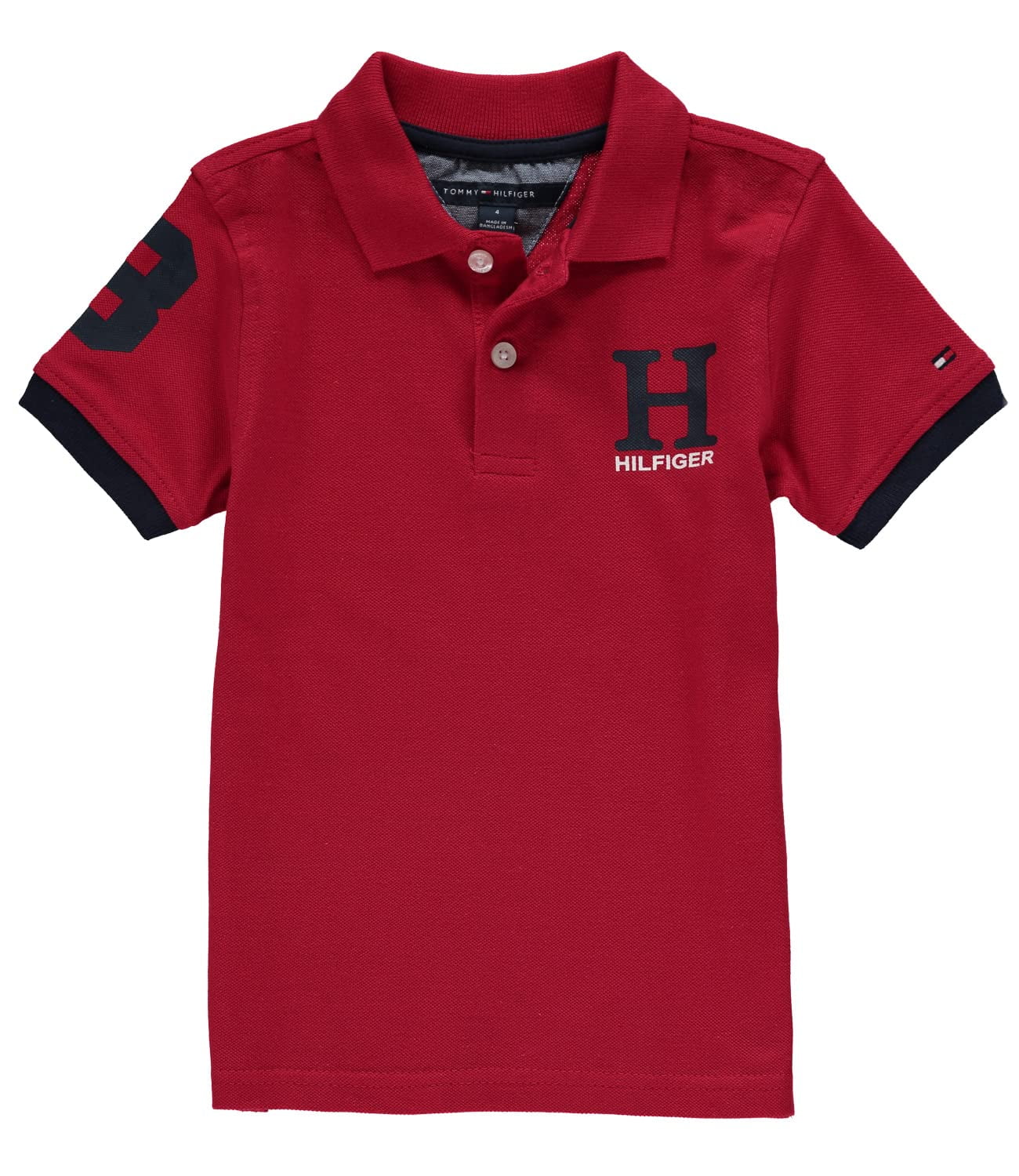TOMMY HILFIGER Boys' Big Short Sleeve Matt Ivy Polo Scarlet Red Size 6