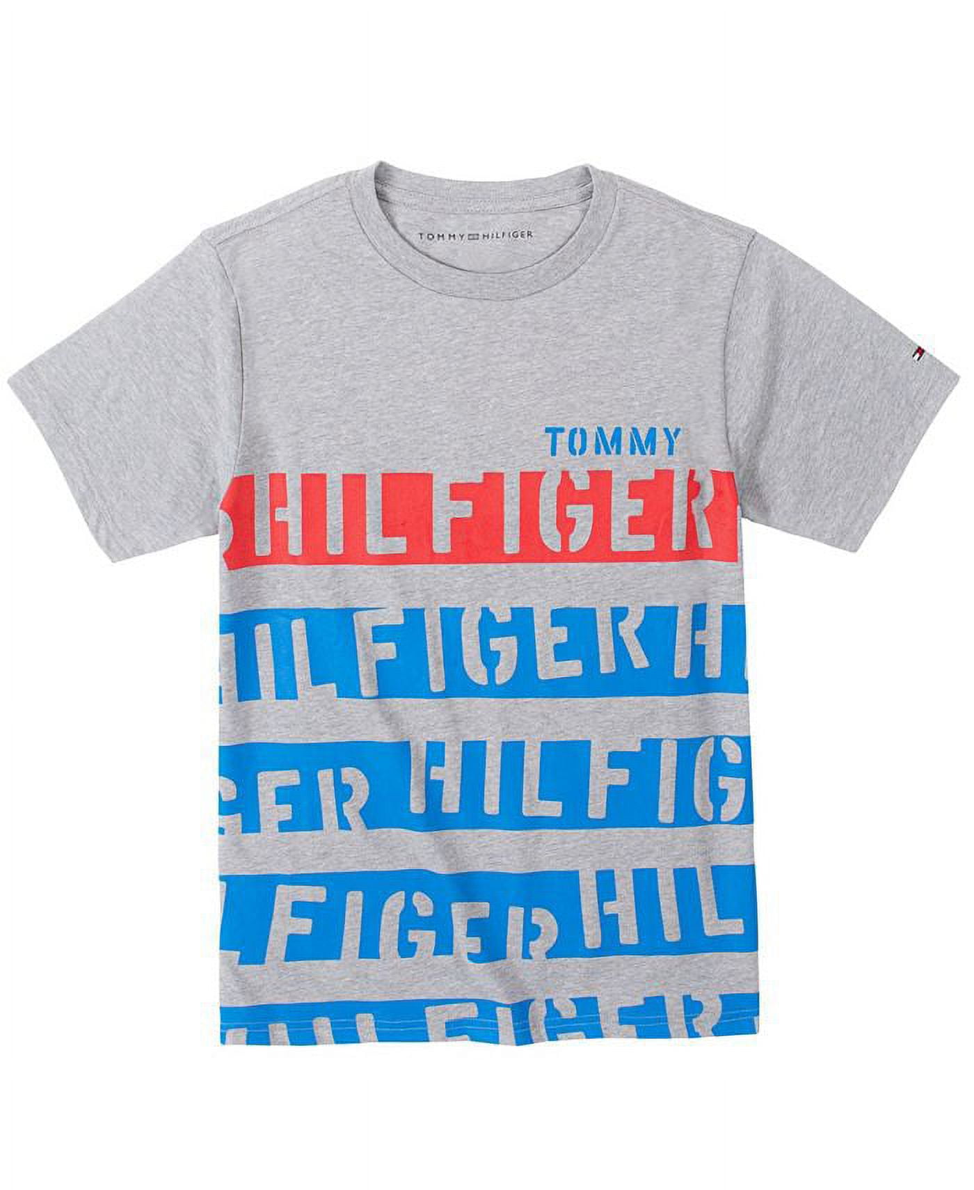 Tommy Hilfiger Boys GREY HEATHER Logo Print Tate T-Shirt M (12/14) BOYS