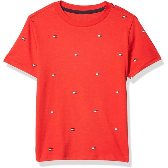 Tommy Hilfiger Boys HIGH RISK RED Flag Print Crew Neck T-Shirt 7