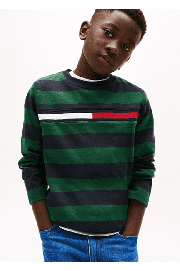 Boys' Kids' Long-Sleeve Stripe Logo T-Shirt, XL, ( 16-18 )