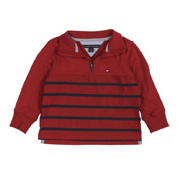 Tommy Hilfiger Boys' Quarter-Zip Striped Pullover, Size L ( 16-18).