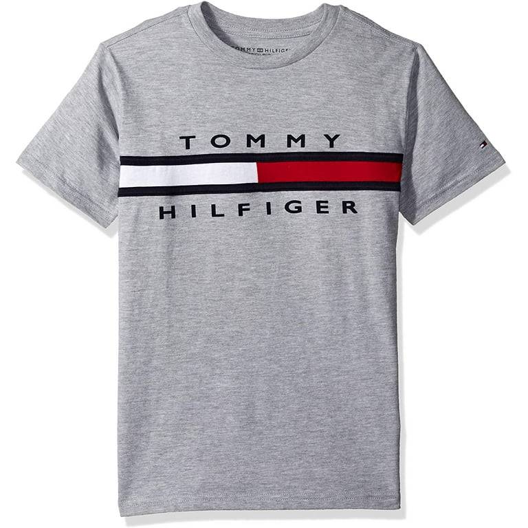 Tommy Hilfiger Boys Short Sleeve Tommy Flag T-Shirt 12-14 Grey - Walmart.com