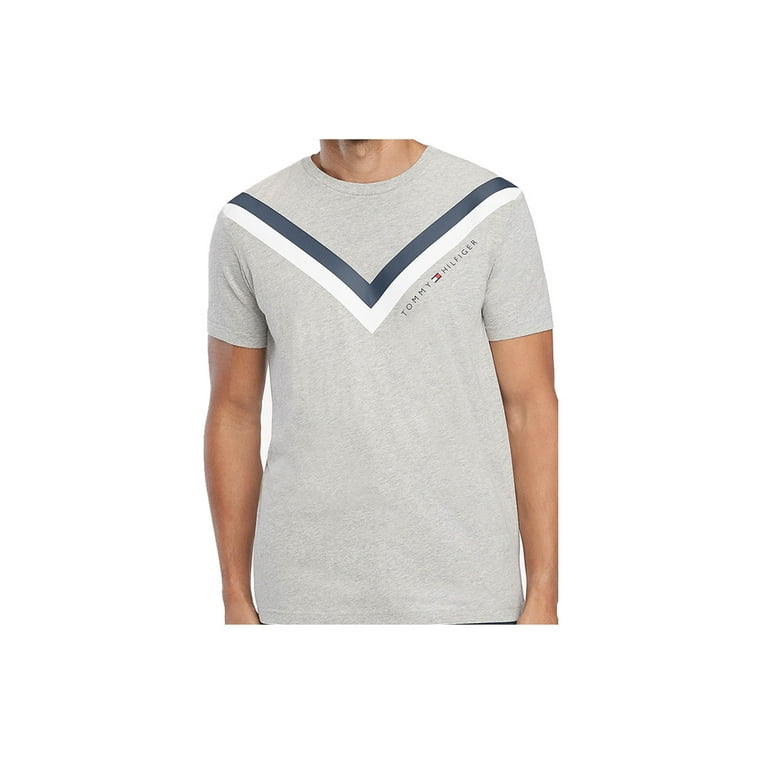 Tommy Hilfiger Chevron Crewneck Stripe T-Shirt, Gray Heather