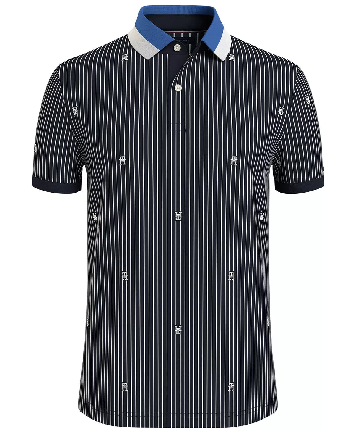 Tommy Hilfiger DESERT SKY Men's Allover Monogram Regular Polo Shirt, US  Large