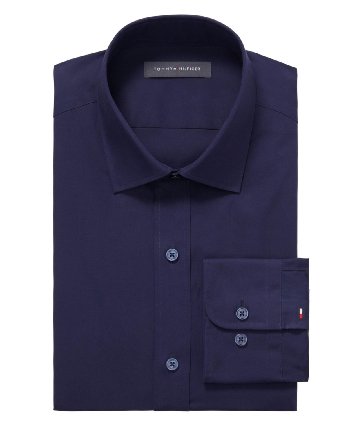 Tommy Hilfiger Dress Shirt Men's 17 34/35 Peacoat Essentials Slim-Fit Stretch