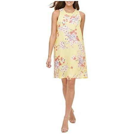Tommy Hilfiger Eloise Floral Chiffon Trapeze Dress Sunshine/Ballerina Pink,  4 - Walmart.com
