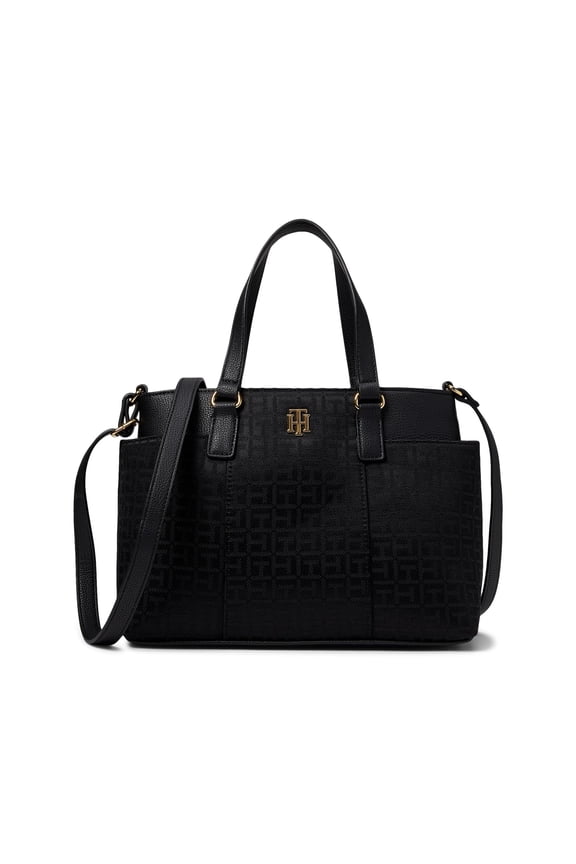 Evelyn II Convertible Satchel-Square Monogram Jacquard Black Tonal One Size
