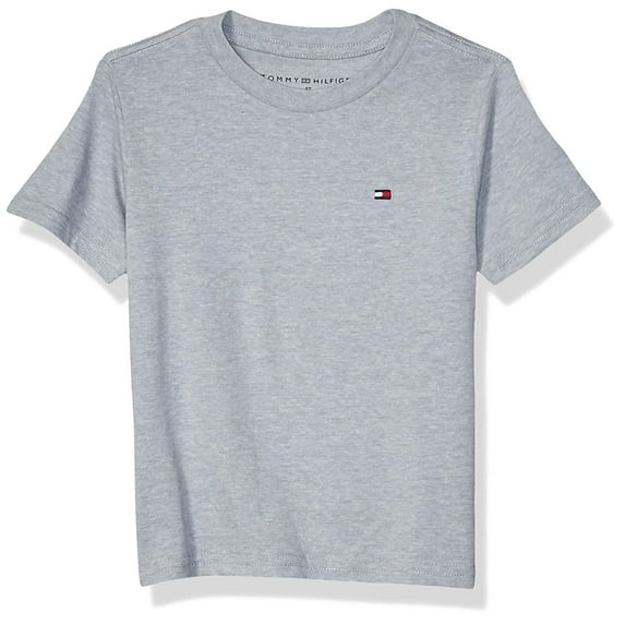 Tommy Hilfiger GREY HEATHER Boys' Short Sleeve T-shirt, US Medium (12-14)