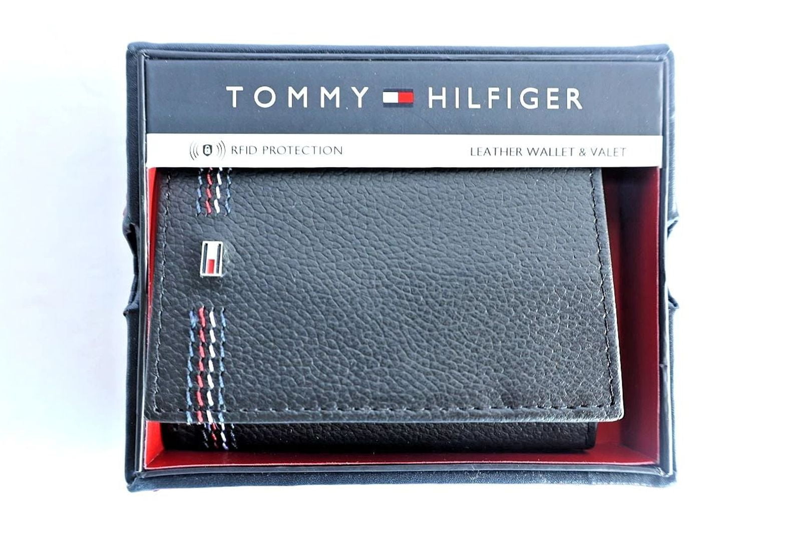 Tommy Hilfiger Genuine Leather Wallet Trifold In Gift Box