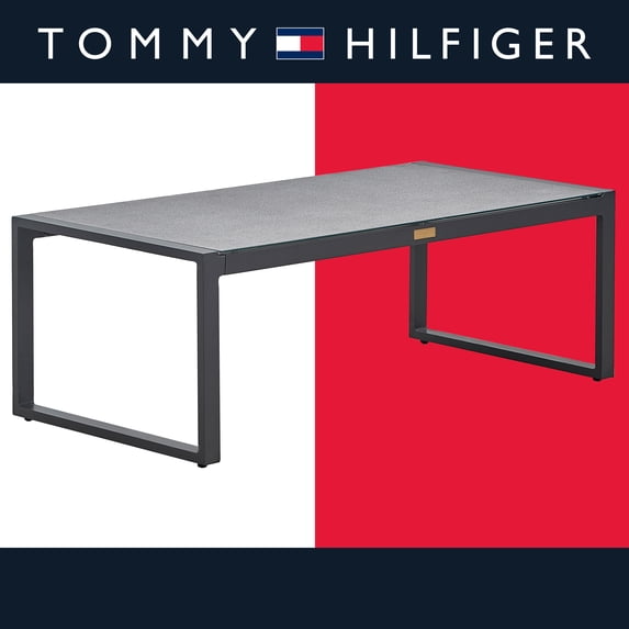 Tommy Hilfiger Hampton Outdoor Coffee Table Gray Pebbled Glass