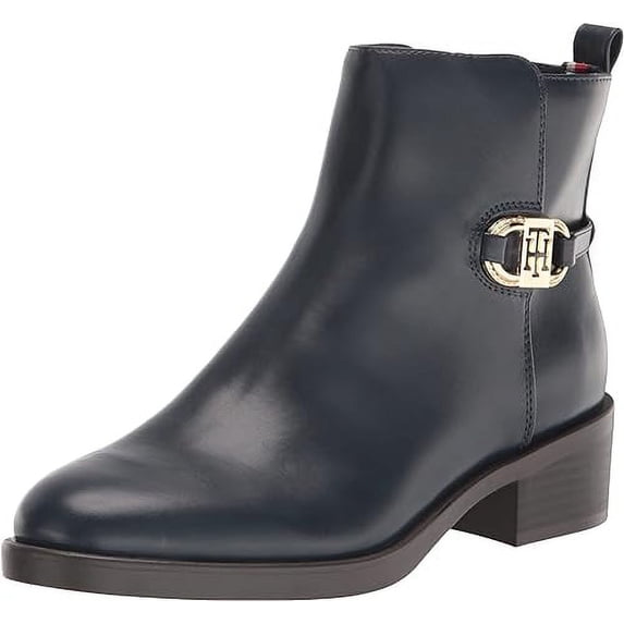 Tommy Hilfiger Imiera Navy Blue Round Toe Pull On Zip Closure Ankle Boot (Navy Blue, 9)