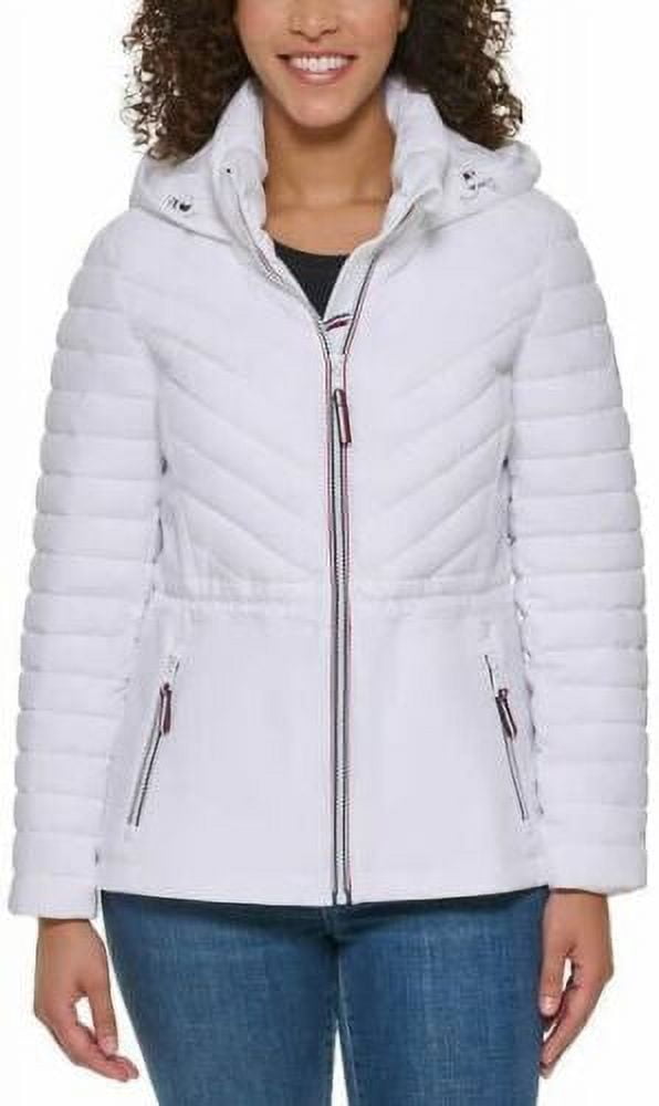 Tommy hilfiger white top puffer jacket women's