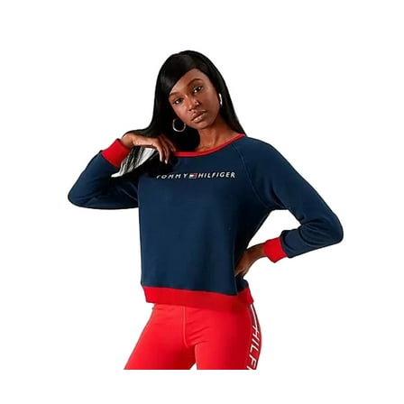 Tommy Hilfiger Logo Pullover Womens Active Sweaters Size M, Color: Blue/Red/White
