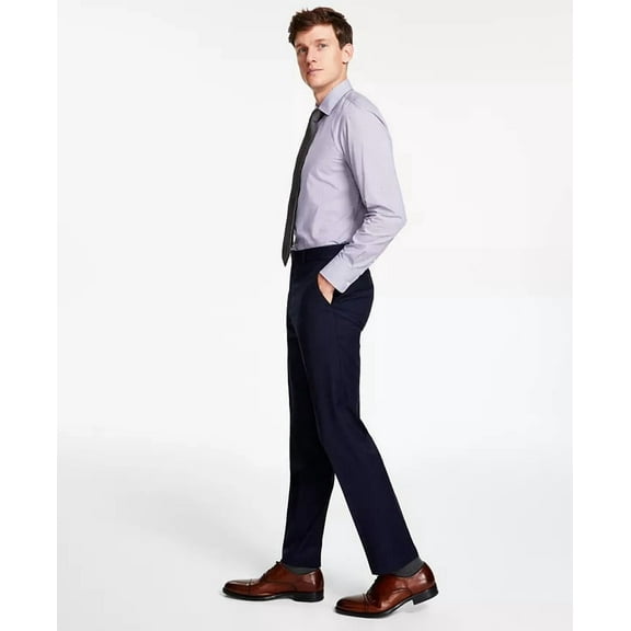 Tommy Hilfiger Men Modern-Fit Stretch Plaid Wool Blend Suit Pants Blue B4HP $190 (Regular,30,32 in)