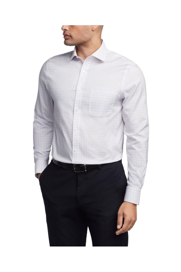 Men Regular fit Dress Shirt Large 16 in 34-35 Orange Plaid